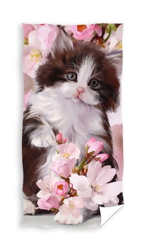 Pisică Bloomy Purr prosop de baie, prosop de plajă 70x140cm
