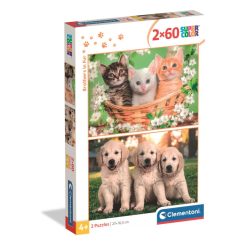 Animale Brothers in Fur Puzzle Clementoni 2x60 piese