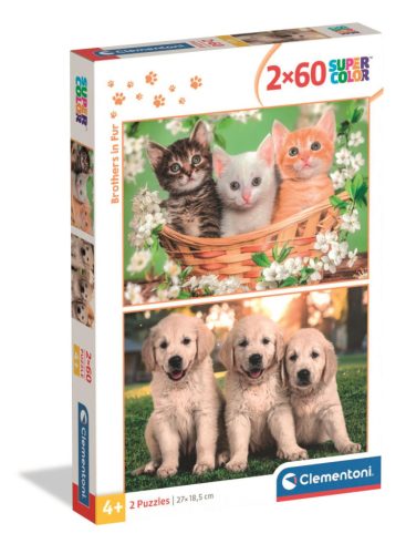 Animale Brothers in Fur Puzzle Clementoni 2x60 piese