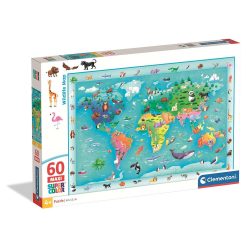   Animale Wildlife Hartă puzzle maxi Clementoni cu 60 de piese