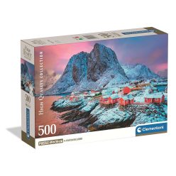   Orașe Hamnøy Norvegia puzzle compact de 500 de piese Clementoni