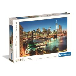  Orașe Brooklyn Bridge Lights Puzzle compact New York 6000 de piese Clementoni