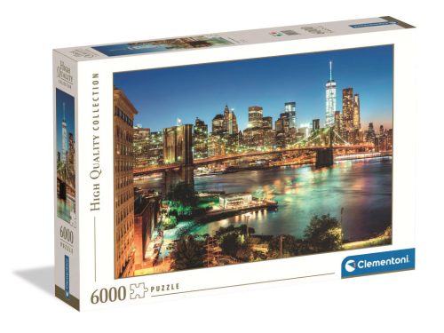 Orașe Brooklyn Bridge Lights Puzzle compact New York 6000 de piese Clementoni
