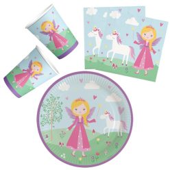   Prințese Set de petrecere Princess cu 36 de piese și farfurie de 23 cm