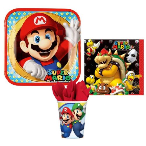 Super Mario Mushroom World set de petrecere 36 bucăți cu farfurii de 23 cm