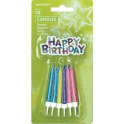 La mulți ani Set de lumânări Happy Birthday 12 buc