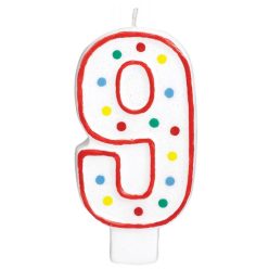 Colorat Lumânare tort cu buline, lumânare cifră 9
