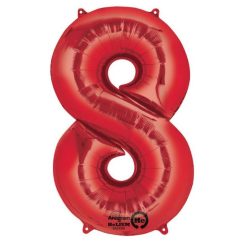Numere Balon folie roșu gigant cifră 8, 86*53 cm