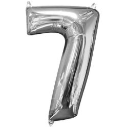   Numere Balon din folie în formă de cifră 7, Argintiu 66*43 cm