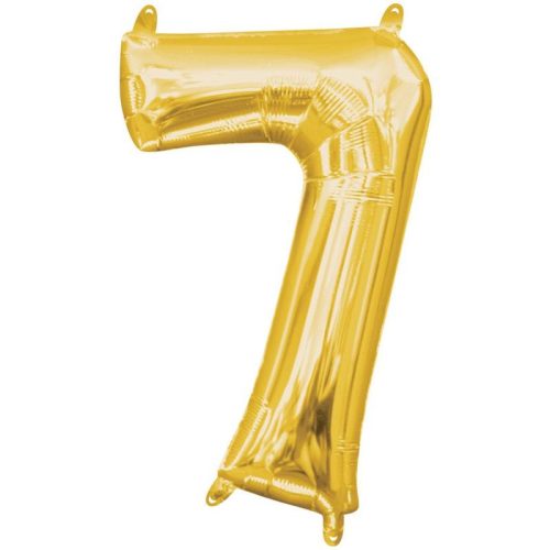 Numere Gold, Aur mini cifră balon folie 7, 40 cm
