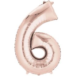 Numere Balon din folie număr gigant Rose Gold 6, 86*55 cm