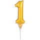 Numere Balon folie auriu numărul 1 pentru tort 15 cm