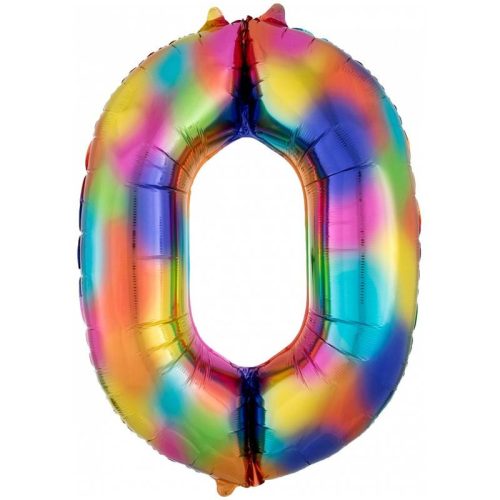 Numere Balon din folie gigant numărul 0, 88x63 cm Rainbow