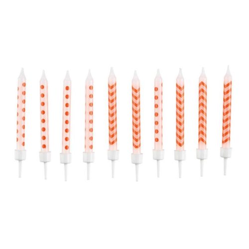 Colorat Lumânare spirală portocalie pentru tort, set de 10 lumânări