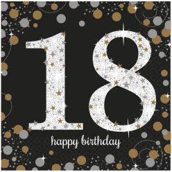   La mulți ani Gold Happy Birthday 18 servețele set de 16 33x33 cm