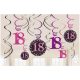 La mulți ani Pink Decorațiune panglică 18 Happy Birthday set de 12 bucăți