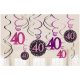 La mulți ani Pink Happy Birthday 40 set decorativ de panglici, 12 buc.