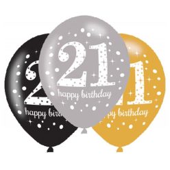   La mulți ani Gold Happy Birthday 21 balon, set de 6 bucăți 11 inch (27,5 cm)