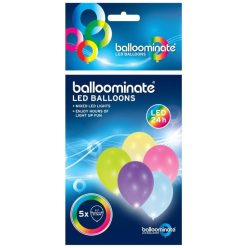   Colorat Multicolor  Balon LED luminat, set de 5, 11 inch (27,5 cm)