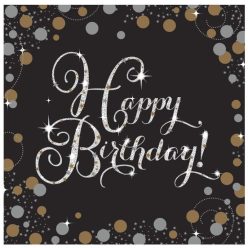   La mulți ani Gold Șervețele Happy Birthday 16 buc 33x33 cm