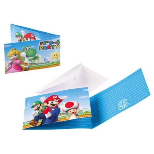 Super Mario Mushroom World Invitație de petrecere set de 8 bucăți