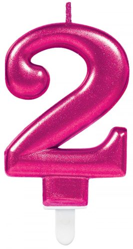 Numere Pink Lumânare Cifrată Roz 2 pentru tort