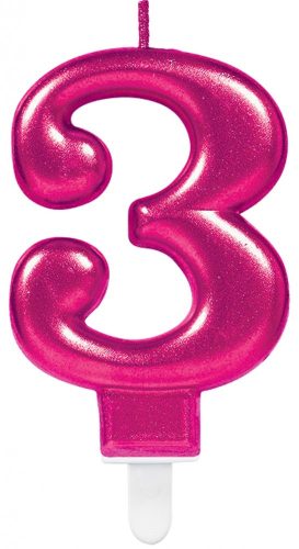 Numere Pink Lumânare numerică roz, lumânare de tort numărul 3