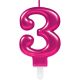 Numere Pink Lumânare numerică roz, lumânare de tort numărul 3