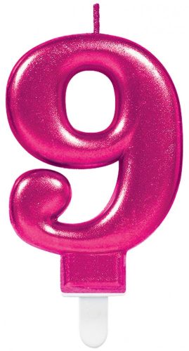 Numere Pink Lumânare roz cu cifra 9 pentru tort