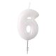 Colorat Alb, lumânare albă sclipitoare numărul 6, 6,5 cm