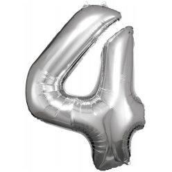 Numere Balon folie argintiu uriaș numărul 4, 86*66 cm