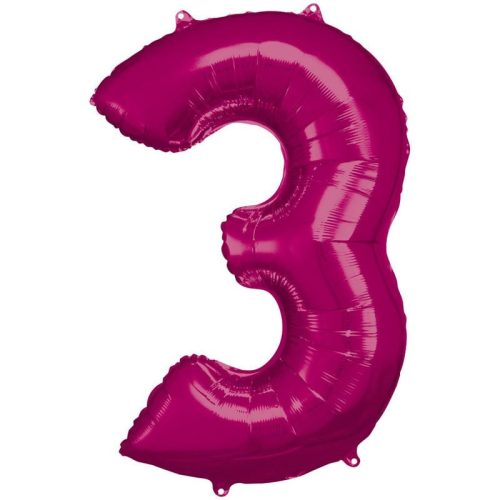 Numere Balon din folie roz gigant număr 3, 88*53 cm