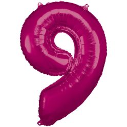 Numere Balon folie cifră uriașă roz 9, 86*63 cm
