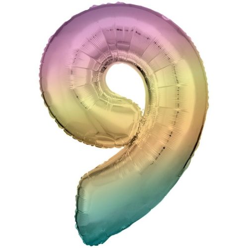 Numere Balon folie număr uriaș Pastel Rainbow 9, 83 cm