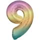 Numere Balon folie număr uriaș Pastel Rainbow 9, 83 cm