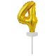 Numere Gold, balon folie numărul 4 pentru tort 13 cm