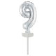 Numere Argintiu, balon din folie cu numărul 9 pentru tort 13 cm