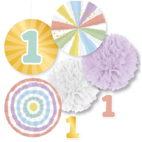 Bebe Rainbow Decorațiuni suspendate pentru prima aniversare, set de 5