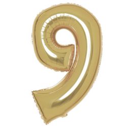 Numere White Gold Balon de folie numărul 9 auriu 91 cm
