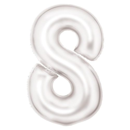 Numere Lustre Alb, balon folie numărul 8 alb 86 cm