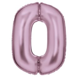   Numere Lustre Pastel Roz, Balon din folie Roz cu numărul 0, 86 cm