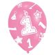 Prima zi de naștere Pink balon, set de 6 bucăți 11 inch (27,5 cm)