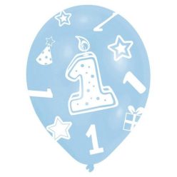   Prima zi de naștere Blue balon, 6 bucăți 11 inch (27,5 cm)