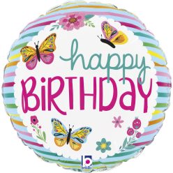   La mulți ani Butterflies Happy Birthday mini balon din folie 19 cm (WP)