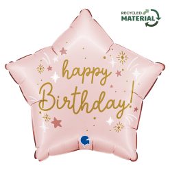 La mulți ani Pink Star Balon folie Happy Birthday 46 cm
