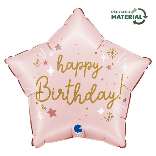 La mulți ani Pink Star Balon folie Happy Birthday 46 cm