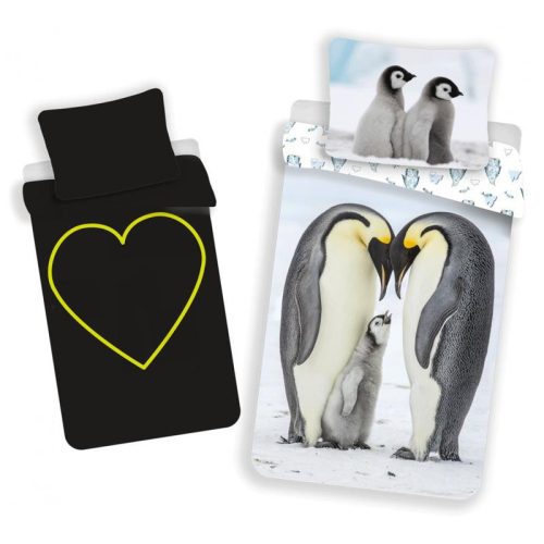 Animale Set lenjerie de pat cu pinguin care luminează în întuneric 140x200cm, 70x90 cm