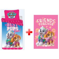   Patrula Cățelușilor Best Girls Ever set de lenjerie de pat pentru copii și pătură din fleece