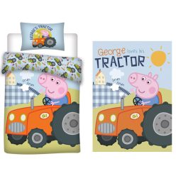   Purcelușa Peppa Set de lenjerie de pat și pătură polară pentru copii George's Tractor