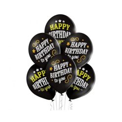   La mulți ani Black Balon Happy Birthday, 6 buc 12 inch (30cm)